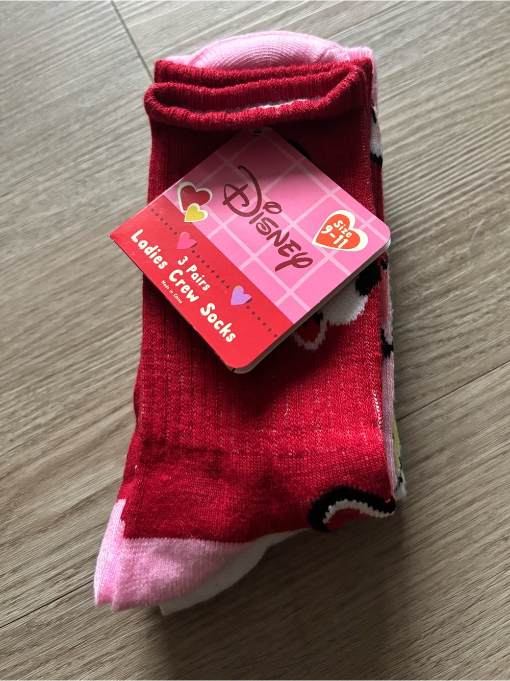 Disney Red and Pink Mickey Mouse  Crew Socks - Ladies Pack